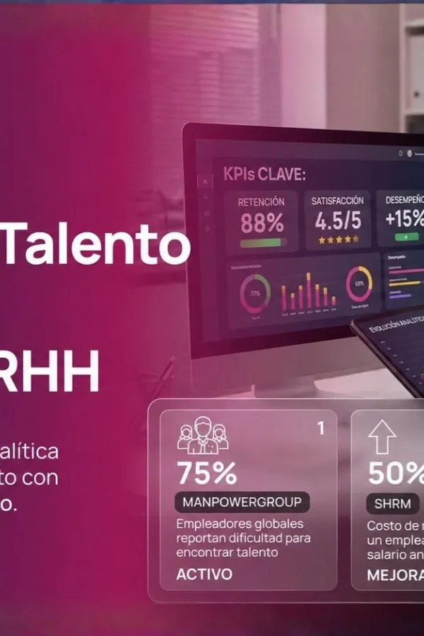 Portada sobre people analytics RRHH con estadísticas verificadas de escasez de talento y reducción de rotación laboral