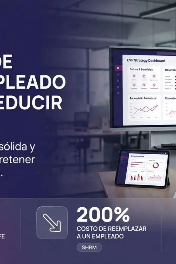 Profesional de RRHH revisando el módulo de evaluación de desempeño de Evaluar junto a estadísticas de retención
