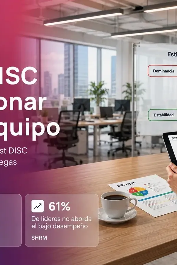 Líder de RRHH revisando un informe del test DISC con los 4 estilos de comportamiento del equipo en pantalla